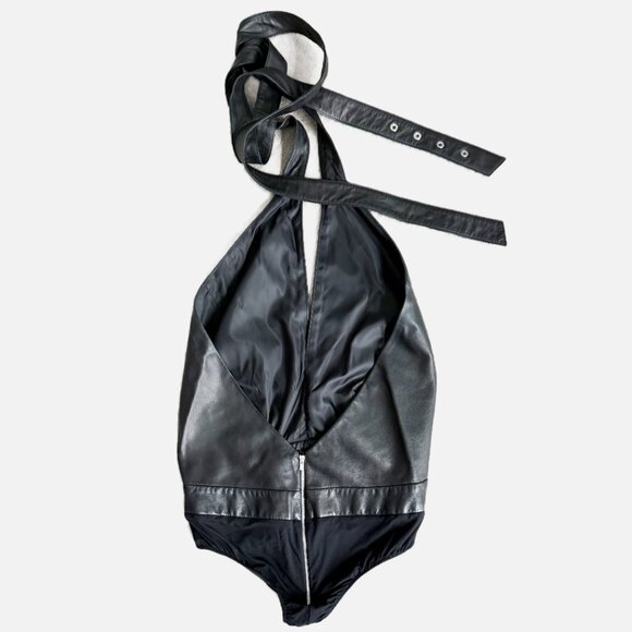 Magda Butrym Black Leather Wrap Halter Bodysuit 8 - Picture 3 of 13